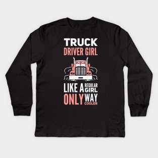 Truck Driver Girl Trucker Girls Kids Long Sleeve T-Shirt